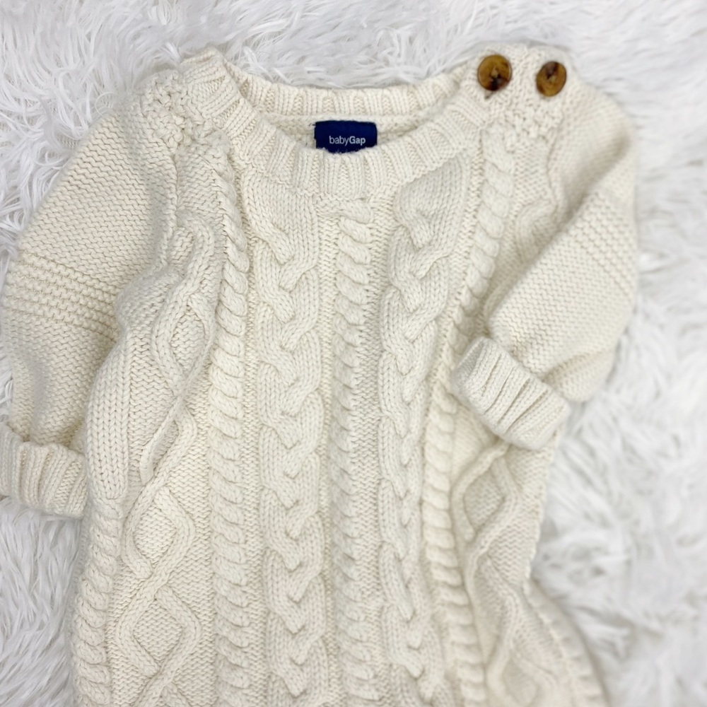 Baby Gap Cable Knit Romper/ Ivory/ 0-3 months